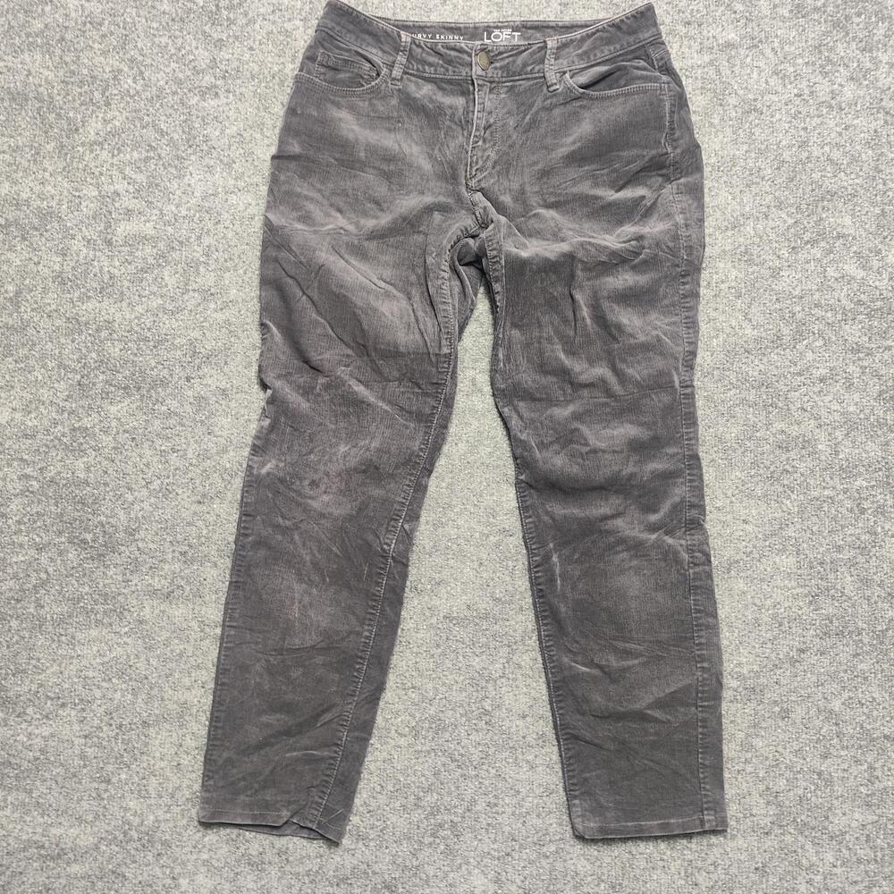 Ann Taylor LOFT Pants Womens 4 Gray Corduroy Curvy Skinny Ankle Casual Fall